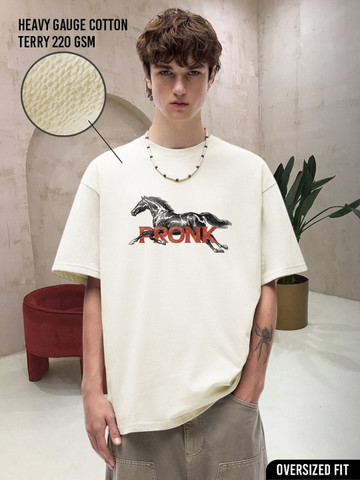 PRONK Graphic Printed Cotton Oversized T-Shirt