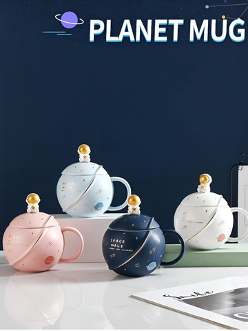 NOSCOMP White Printed Ceramic Matte Cups