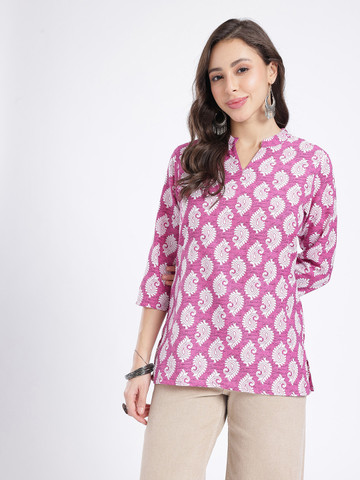 Anouk Rustic Ethnic Motifs Printed Mandarin Collar Kurti