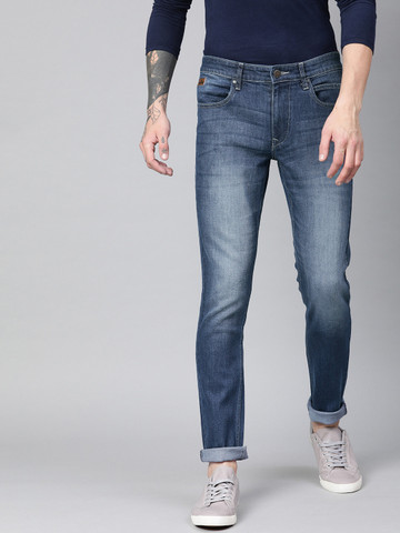 WROGN Men Blue Skinny Fit Mid-Rise Clean Look Stretchable Jeans