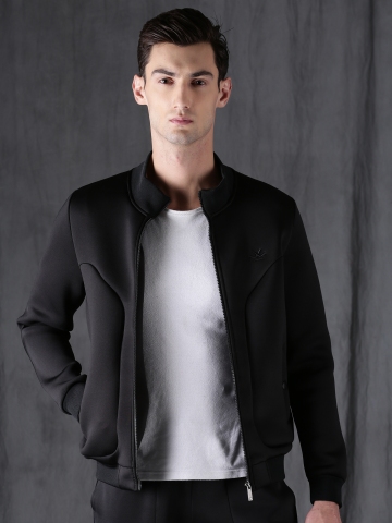 Buy WROGN Men Black Solid Biker Jacket on Myntra | PaisaWapas.com