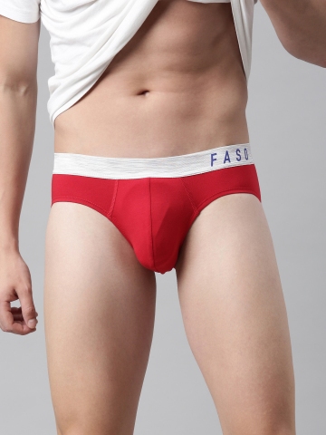 Buy FASO Men Red Solid Cotton Basic Briefs on Myntra