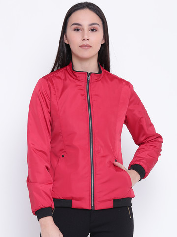 Fort Collins Women Red Solid Bomber Jacket