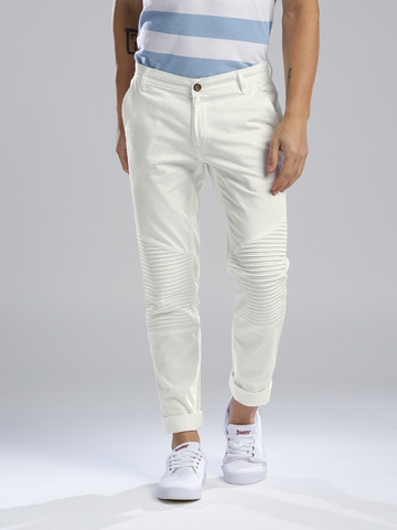 Hubberholme Men White Slim Fit Solid Chinos