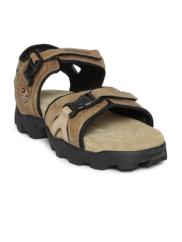 Woodland Men Khaki Leather Sandals 