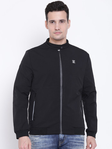 Fort Collins Men Black Solid Bomber Jacket
