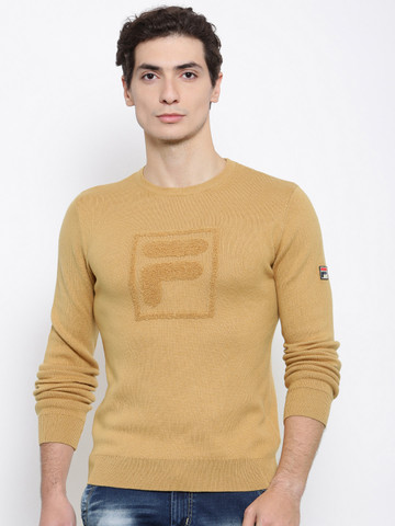 FILA Men Khaki Solid Pullover