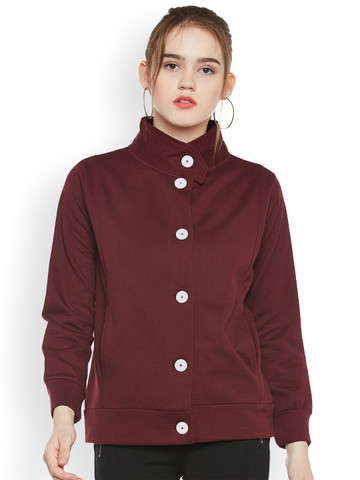 The Vanca Women Maroon Solid Tailored Jacket The Vanca Women Maroon Solid Tailored Jacket