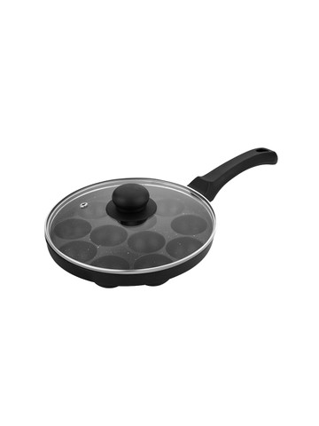 BERGNER Senator Black Grey Non-Stick Appampatra With Glass Lid 12 Pits BERGNER Senator Black Grey Non-Stick Appampatra With Glass Lid 12 Pits