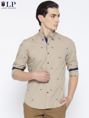 38 Off On Louis Philippe Sport Men Khaki Slim Fit Embroidered