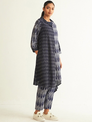Ancestry Geometric Woven Design Ikat Cotton A-Line Kurta