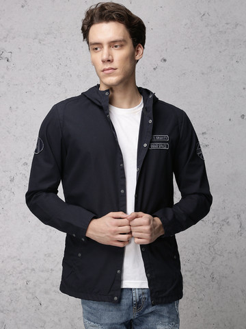 Ecko Unltd Men Navy Solid Tailored Jacket