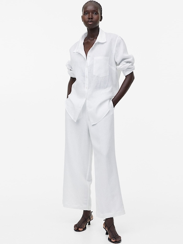 H&M Women Cropped Linen-Blend Trousers