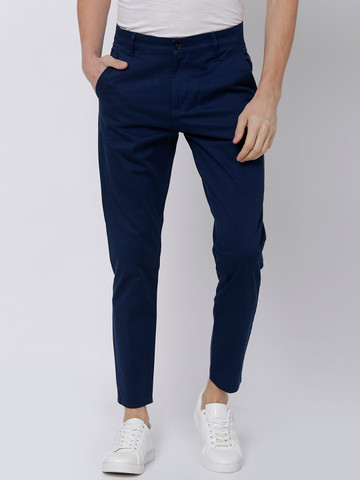 HIGHLANDER Men Blue Tapered Fit Solid Chinos