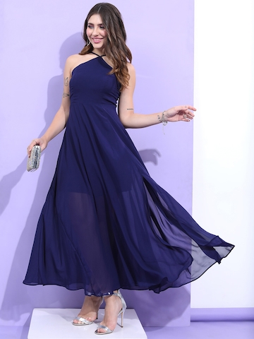 Tokyo Talkies Navy Blue Shoulder Straps Maxi Dress