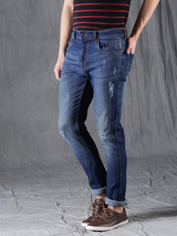 WROGN Men Blue Slim Fit Mid-Rise Mildly Distressed Stretchable Jeans