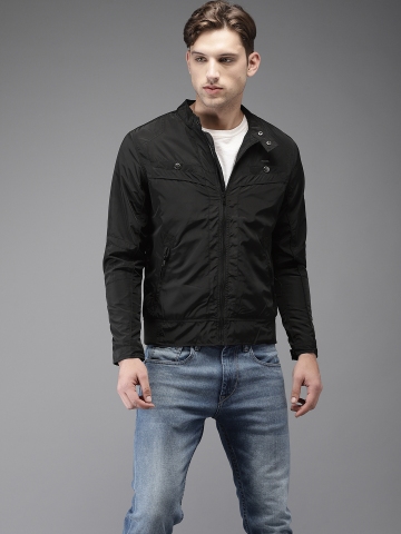 Buy Flying Machine Men Black Solid Sporty Jacket on Myntra