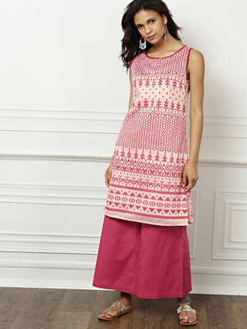 all about you Women Pink Printed Kurta with Trousers all about you Women Pink Printed Kurta with Trousers