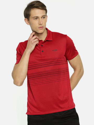 U.S. Polo Assn. Men Red Striped Polo Collar T-shirt