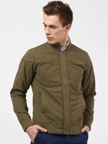 bhane Men Olive Green Solid Bomber