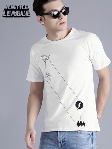 Justice League Men White Printed Round Neck T-shirt Justice League Men White Printed Round Neck T-shirt
