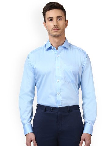Park Avenue Men Blue Regular Fit Solid Formal Shirt