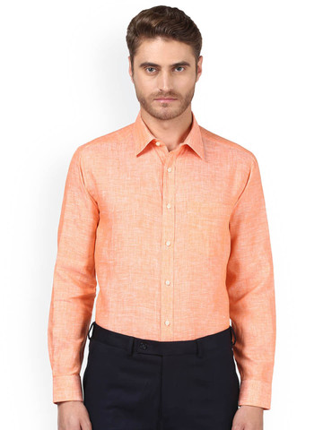 Park Avenue Men Orange Regular Fit Solid Formal Shirt