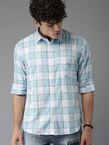 Moda Rapido Men Blue & White Regular Fit Checked Casual Shirt