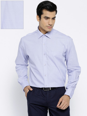 Wills Lifestyle Men Blue Regular Fit Solid Formal Shirt