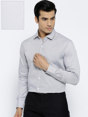 Wills Lifestyle Men Black & White Slim Fit Printed Formal Shirt Wills Lifestyle Men Black & White Slim Fit Printed Formal Shirt