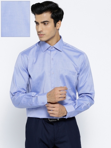 Buy Wills Lifestyle Men Blue Solid Formal Shirt On Myntra Paisawapas Com