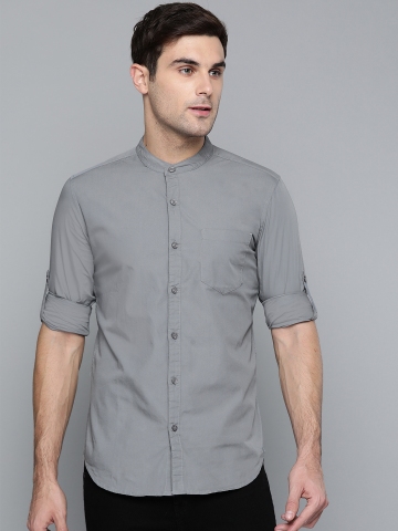 50% OFF on HIGHLANDER Men Grey Slim Fit Solid Casual Shirt on Myntra ...