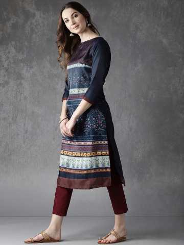 myntra navy blue kurta