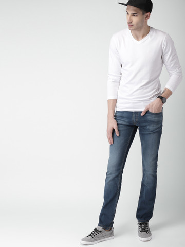 Levis Men Blue Skinny Fit Mid-Rise Clean Look Stretchable Jeans 65504