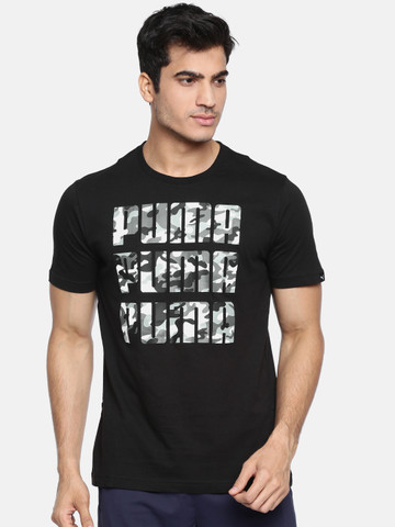 Buy Puma Men Black Printed Round Neck T-shirt on Myntra