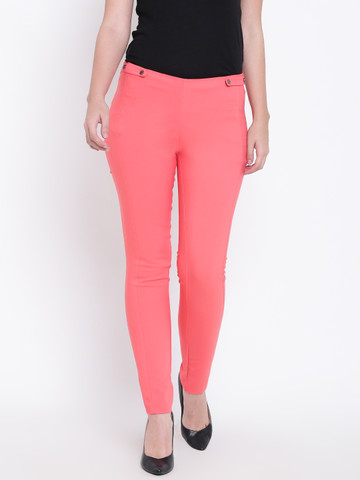 55% OFF on Madame Coral Pink Treggings 