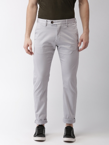 Mens Grey Slim Tapered Fit Trousers