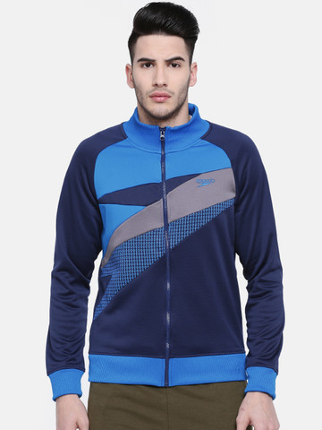 Speedo Men Navy & Grey Super Boom Colourblocked Sporty Jacket