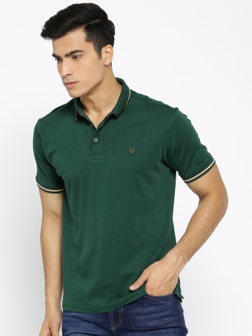 Buy Allen Solly Men Green Solid Polo Collar T-shirt on Myntra ...