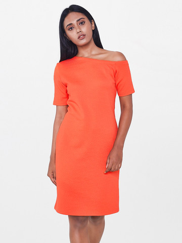 AND Women Coral Self Design A-Line Dress