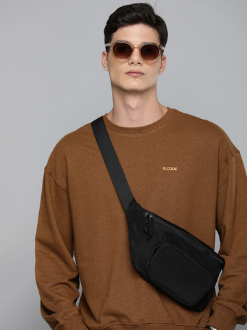 R.Code by The Roadster Life Co. Men Solid Sweatshirt