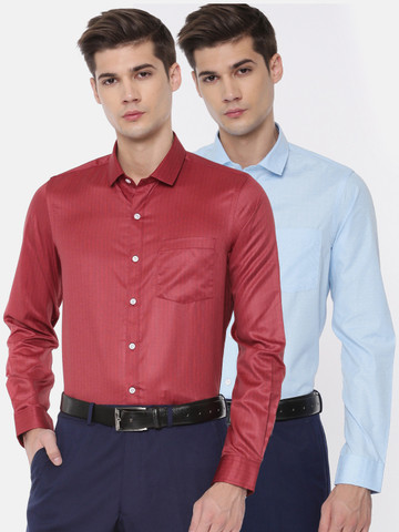 Excalibur Men Assorted Pack of 2 Slim Fit Formal Shirt
