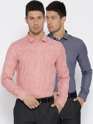 Excalibur Men Assorted Pack of 2 Regular Fit Formal Shirt