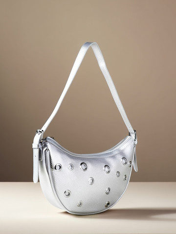 French Connection Structured Shoulder Bag with Cut Work