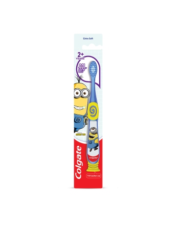 Colgate Kids Minion Extra Soft Toothbrush for 2+ years with Tongue Cleaner
