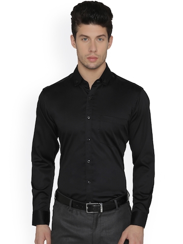 45% OFF on Dazzio Men Black Modern Slim Fit Solid Formal Shirt on ...