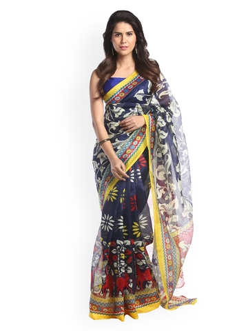 Multicoloured Silk Cotton Printed Saree ...