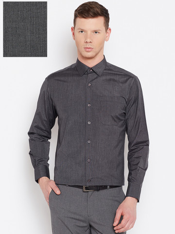 John Players Men Charcoal Grey Regular Fit Solid Formal Shirt John Players Men Charcoal Grey Regular Fit Solid Formal Shirt