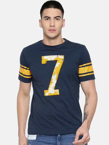 Colt Men Navy Printed Round Neck T-shirt