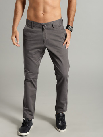 Roadster Men Grey Regular Fit Solid Trousers Roadster Men Grey Regular Fit Solid Trousers